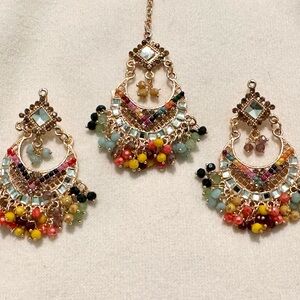 Pakistani/Indian traditional jewelry earrings and tikka